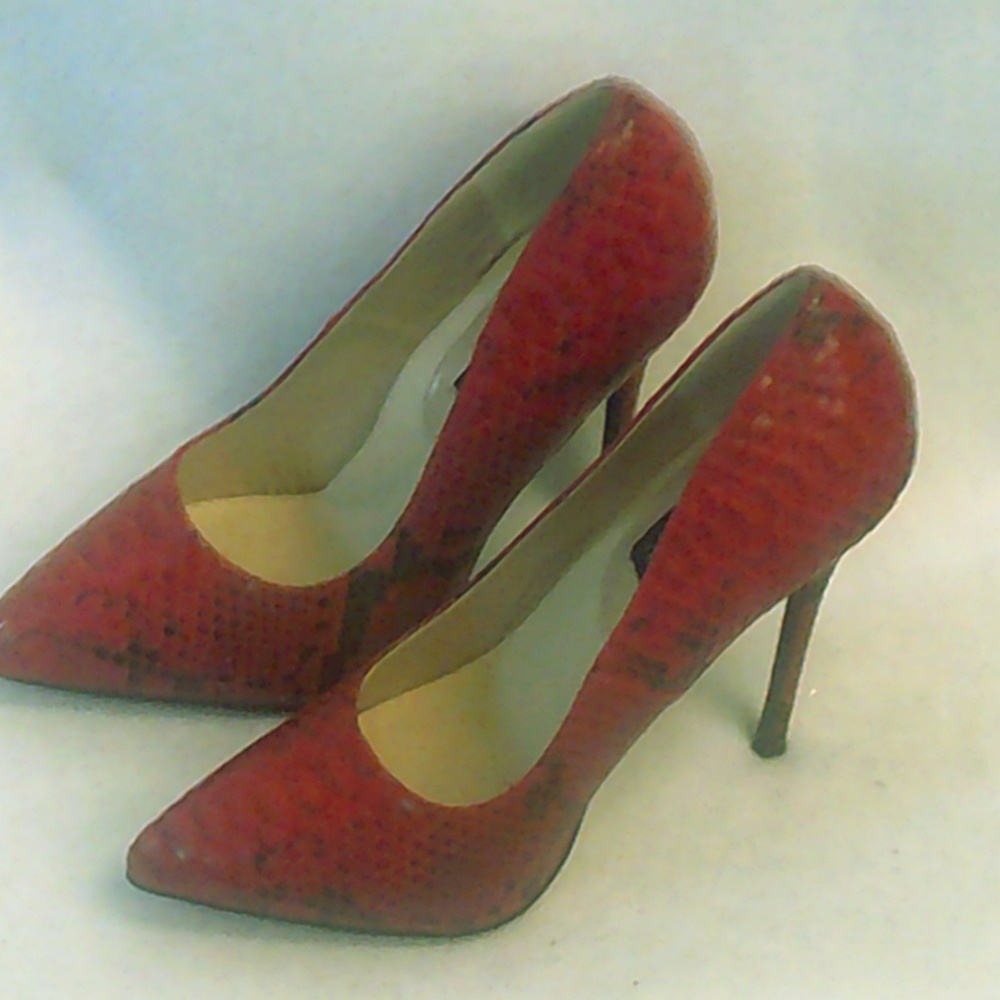 Red/Black Snakeskin Print Heels